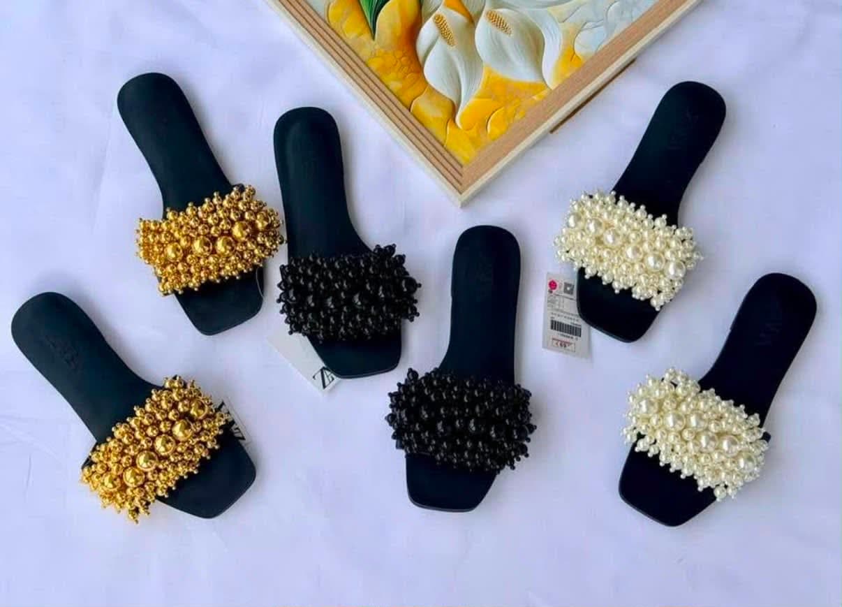 Zara Luxe Pearl Slides (Big Fitting) — Women's Fashion Shoes & Handbags Nairobi | More Kollektion